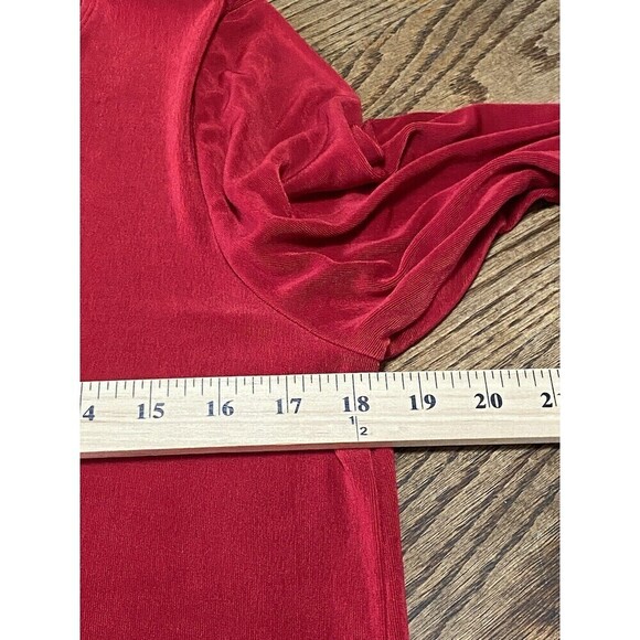 Chicos Travelers Top Womens Size 2 US Large 12 Tunic Red Wrinkle Free Side Tie - Picture 5 of 9